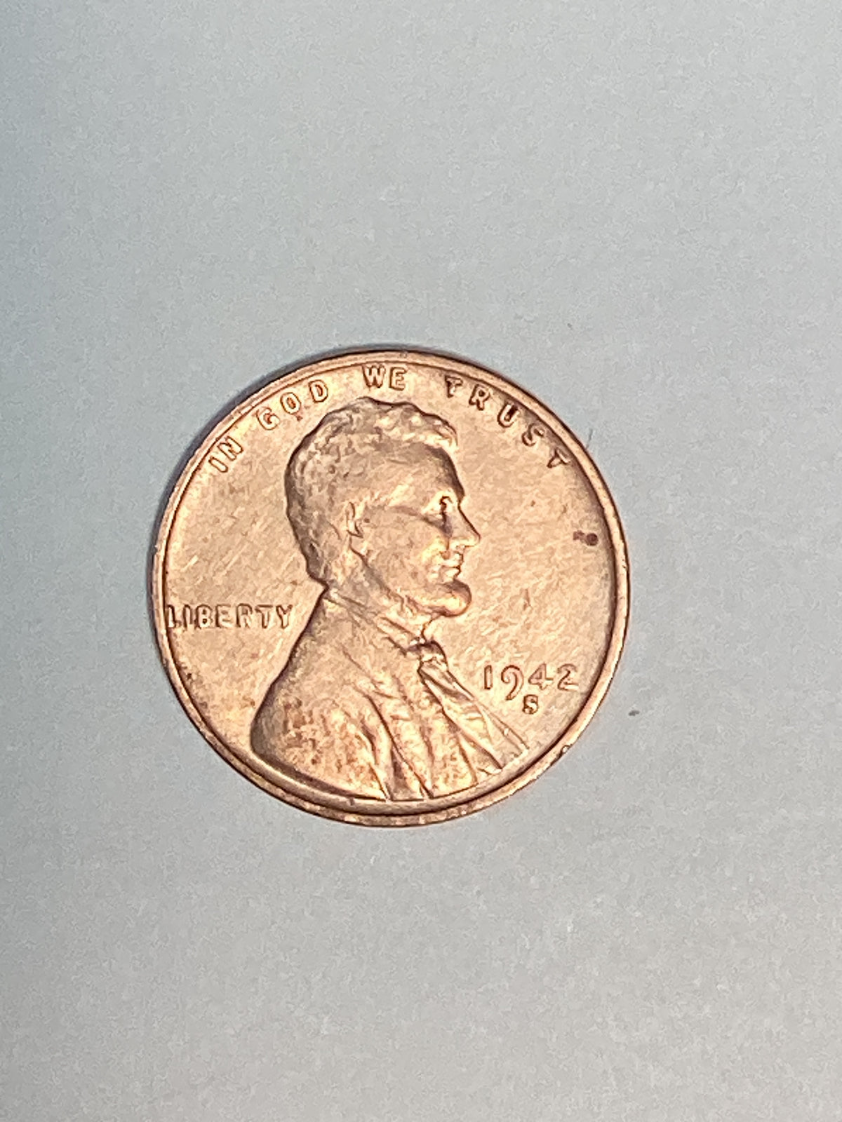 1942-S Lincoln Wheat Cent Circulated Extremely Fine Coin Rim Error "L" (Liberty)