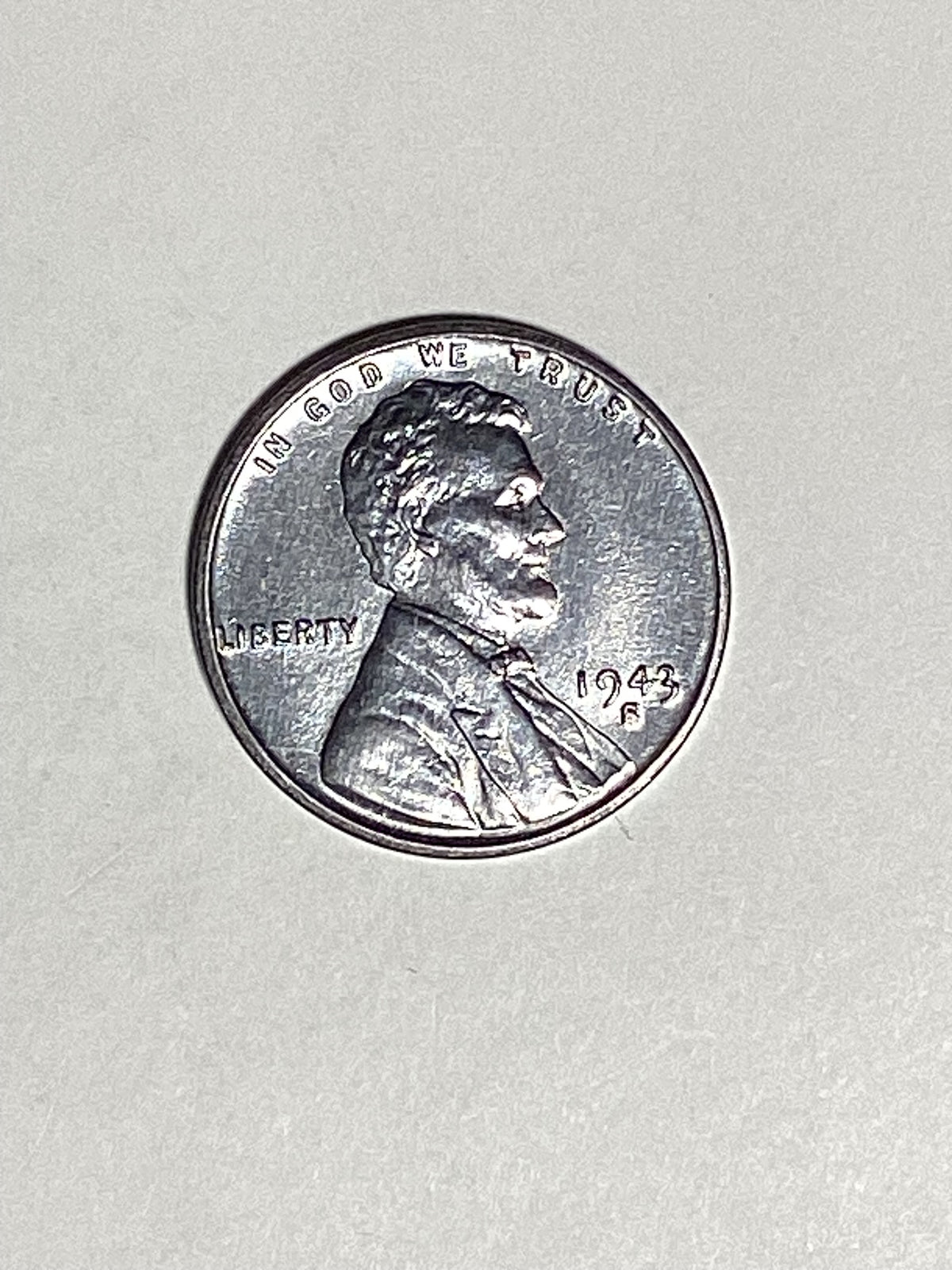 1943-S Lincoln Wheat Steel Cent About Uncirculated Coin Rim Error "L" (Liberty)