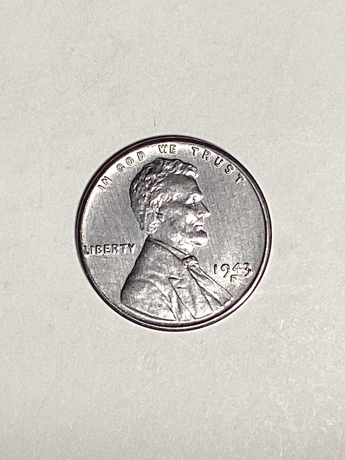1943-S Lincoln Wheat Steel Cent About Uncirculated Coin Rim Error "L" (Liberty)