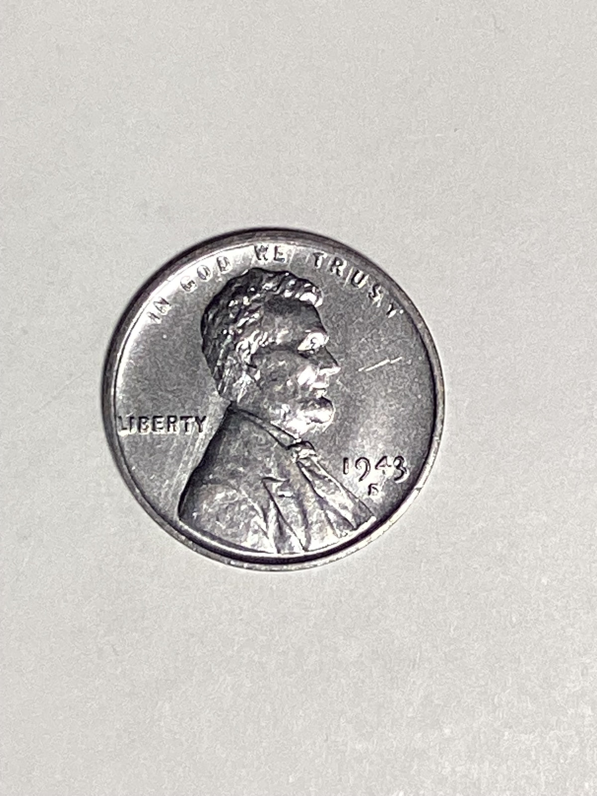 1943-S Lincoln Wheat Steel Cent About Uncirculated Coin Rim Error "L" (Liberty)