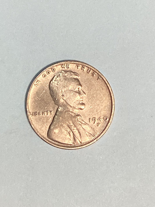 1940-D Lincoln Wheat Cent Circulated Very Fine Coin Rim Error "L" (Liberty)