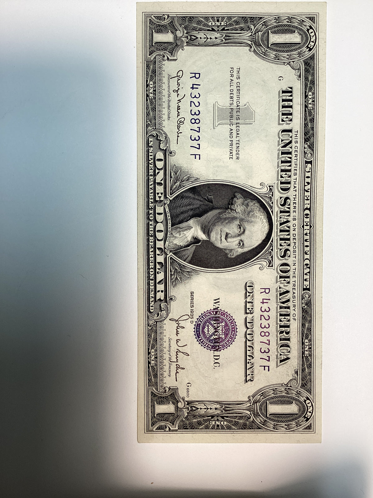 1935 Series D $1 Silver Certificate Blue Seal Gem Brilliant Uncirculated Flawless