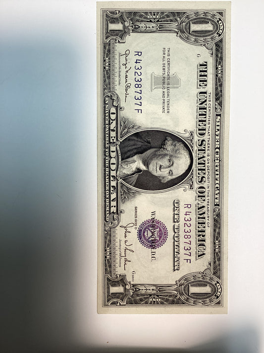 1935 Series D $1 Silver Certificate Blue Seal Gem Brilliant Uncirculated Flawless