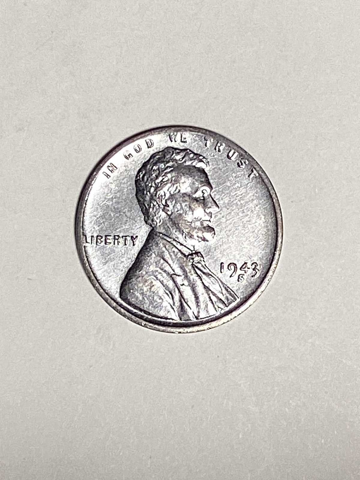 1943-S Lincoln Wheat Steel Cent About Uncirculated Coin Rim Error "L" (Liberty)