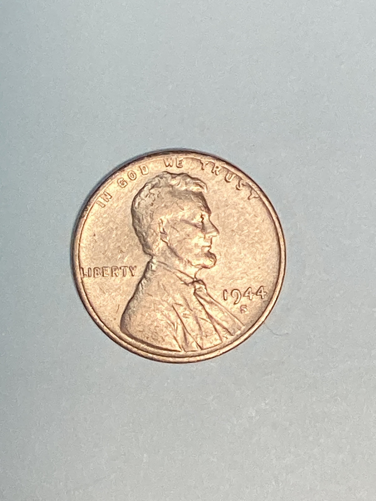1944-S Lincoln Wheat Cent WW II Circulated Extremely Fine Coin Rim Error "L" (Liberty)