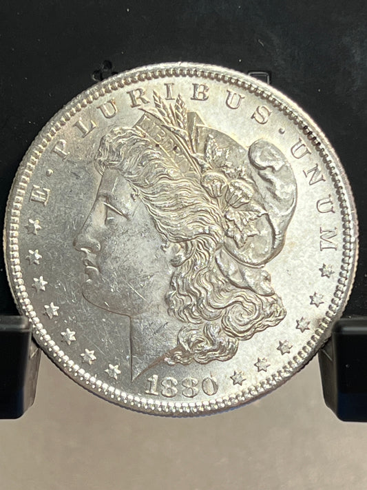 1880-S Morgan Silver Dollar About Uncirculated  Mirror Proof-Like Cartwheel Luster