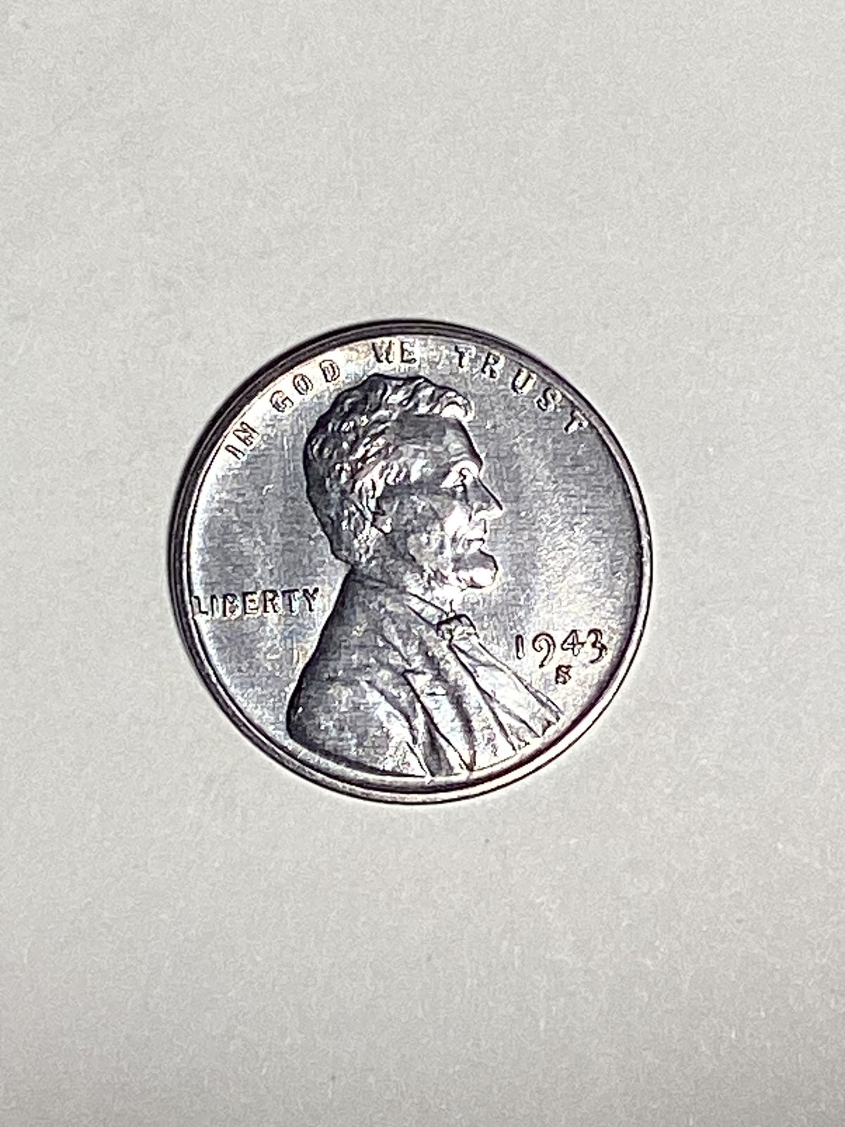 1943-S Lincoln Wheat Steel Cent About Uncirculated Coin Rim Error "L" (Liberty)