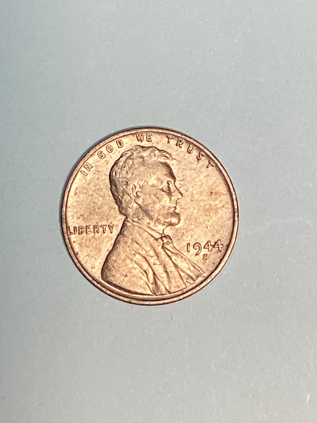 1944-S Lincoln Wheat Cent WW II Circulated Extremely Fine Coin Rim Error "L" (Liberty)