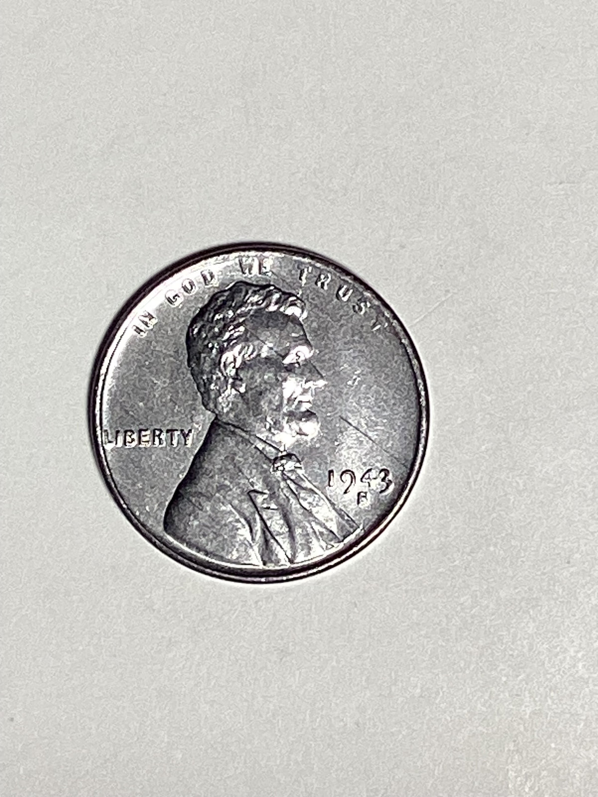 1943-S Lincoln Wheat Steel Cent About Uncirculated Coin Rim Error "L" (Liberty)